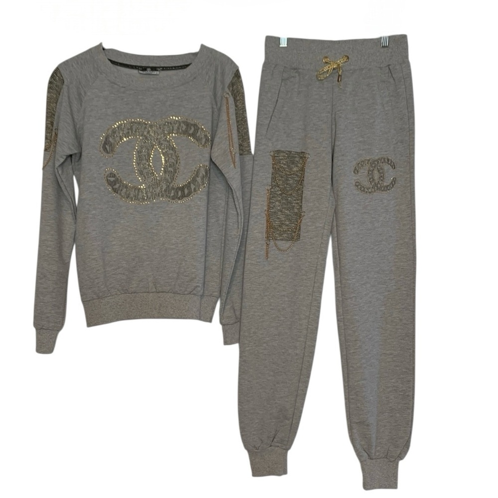 🆕Chanel Style Logo Grey Jogger 🆕